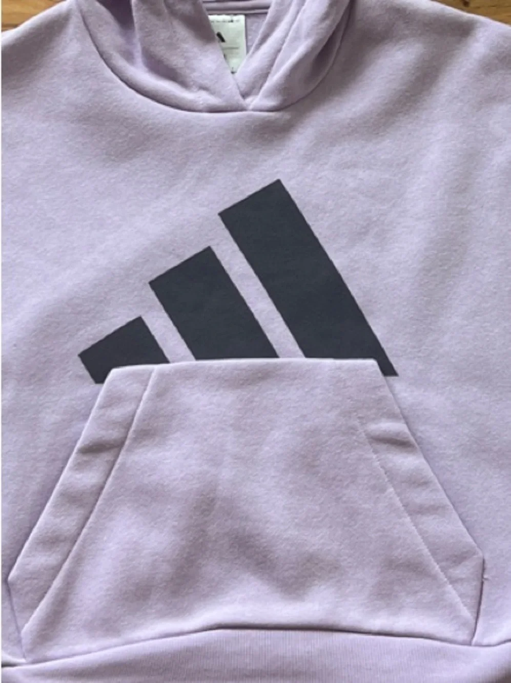 Adidas Cropped Sporty Hoodie Girls Small 7/8 Purple Logo Fleece NWT Athleisure